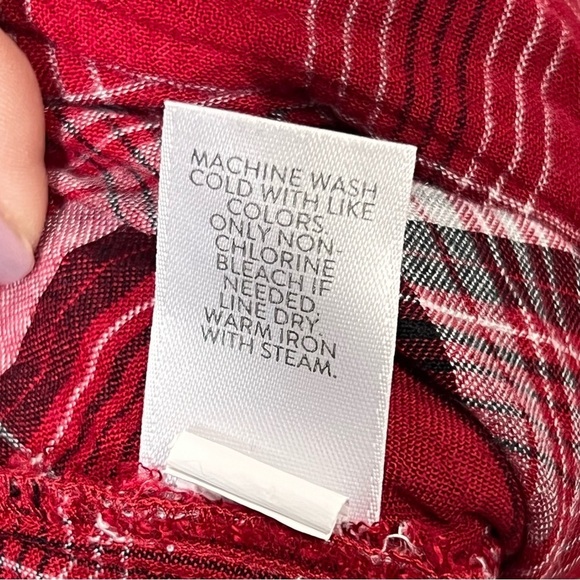 J Jill Womens 2X Red Plaid Button Up Tunic Top Long Sleeve Shirt Pockets - Picture 5 of 9